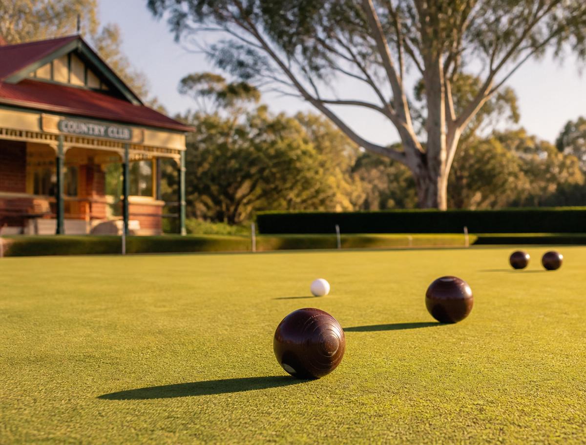 The manicured lawn bowls green at Worrigee